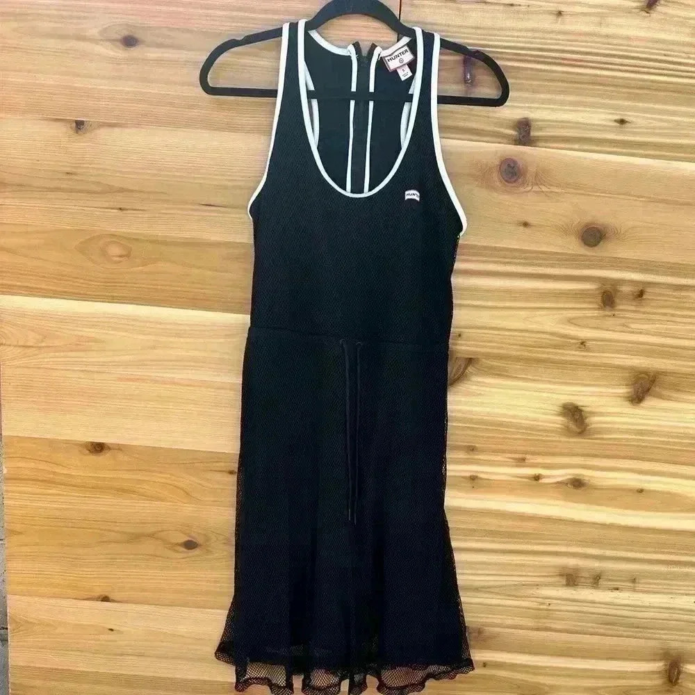 HUNTER FOR TARGET BLACK MESH A LINE DRAWSTRING RACERBACK DRESS Size SMALL